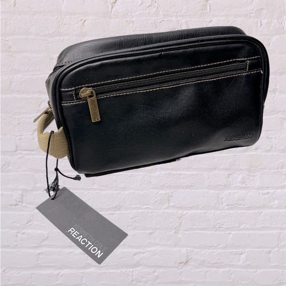 Cole Reaction Bags Cole Mens Black Leather Toiletry